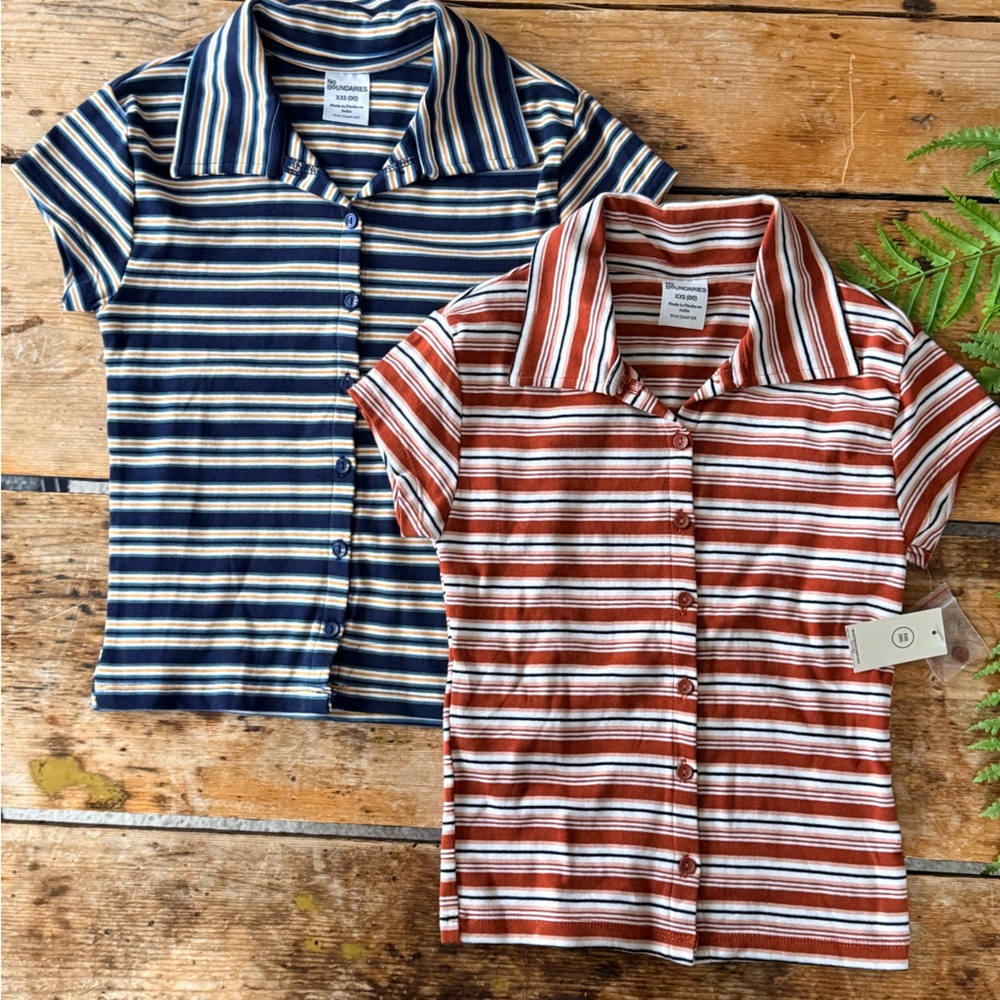 No Boundaries Orange and Blue Striped Shirts NWT